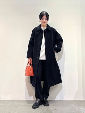 「URBAN RESEARCH DOORS（アーバンリサーチドアーズ）のピンタックフリルスタンドカラーブラウス（シャツ/ブラウス）」を使った、秋山 里織さん（レディース・158cm）の冬コーディネート