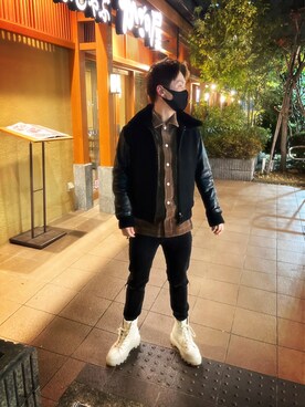 「アイテム（ブルゾン）」を使った、Shotaroさん（メンズ・165cm・30代）の冬コーディネート