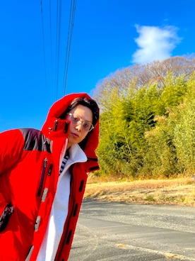 「アイテム（ダウンジャケット/コート、レッド系）」を使った、Shotaroさん（メンズ・165cm）の冬コーディネート