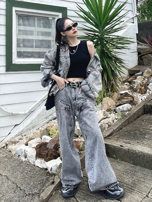 ヴィンテージ ウォッシュ セットアップ デニムジャケット デニムパンツ