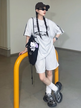 「DEVICE（デバイス）のアイテム（バッグ）」を使った、T Λ Eさん（レディース・158cm）の夏コーディネート