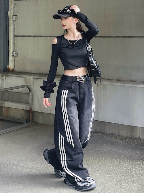 セール】サイドステッチバレルデニム（デニムパンツ）｜mushwear