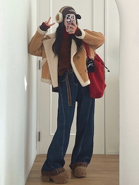 「UGG（アグ）のアイテム」を使った、T Λ Eさん（レディース・158cm）の冬コーディネート