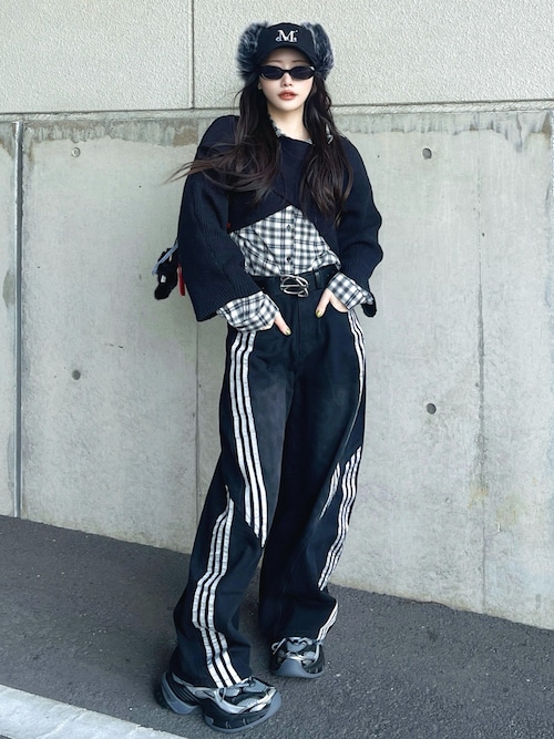 mushwear（マッシュウェア） ワイドパンツ ジーンズ サイドステッチ 