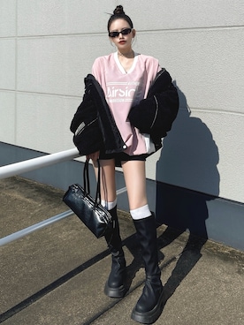 「アイテム（ネックレス）」を使った、T Λ Eさん（レディース・158cm）の秋コーディネート