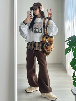 「Vipoa（ヴィポア）のオーバーサイズチェックシャツ（シャツ/ブラウス）」を使った、T Λ Eさん（レディース・158cm）の春コーディネート