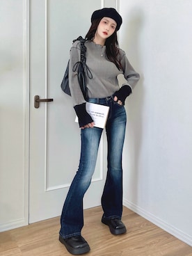 「アイテム（ローファー）」を使った、T Λ Eさん（レディース・158cm）の夏コーディネート