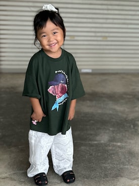 「3coins（3coins）のアイテム（シュシュ、ホワイト系）」を使った、3yamaさん（レディース・160cm）の夏コーディネート