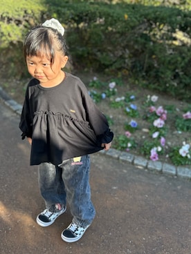 「アイテム（ヘアアクセサリー）」を使った、3yamaさん（キッズ・90cm）の秋コーディネート