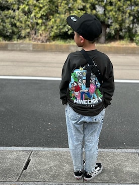 「BRANSHES（ブランシェス）の【25SS】ガーデナーテーパードデニムパンツ（デニムパンツ、その他）」を使った、3yamaさん（レディース・160cm）の春コーディネート