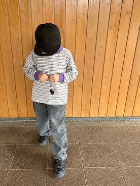 「アイテム（デニムパンツ）」を使った、3yamaさん（キッズ・120cm）の秋コーディネート