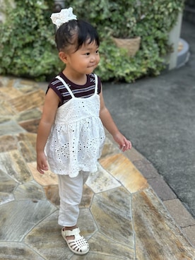 「アイテム（タンクトップ）」を使った、3yamaさん（キッズ・90cm）の夏コーディネート
