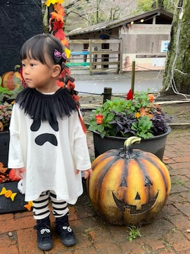 「アイテム（ヘアアクセサリー）」を使った、3yamaさん（キッズ・90cm）の秋コーディネート