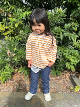 「アイテム（スウェットパンツ）」を使った、3yamaさん（キッズ・90cm）の秋コーディネート