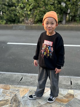 「H&M（エイチ・アンド・エム）のアイテム（帽子）」を使った、3yamaさん（キッズ・120cm）の春コーディネート