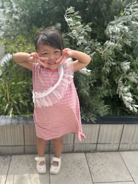 「アイテム（ワンピース/ドレス）」を使った、3yamaさん（キッズ・90cm）の秋コーディネート