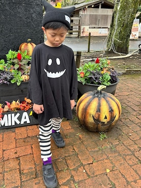 「アイテム（ニットキャップ/ビーニー）」を使った、3yamaさん（キッズ・120cm）の秋コーディネート