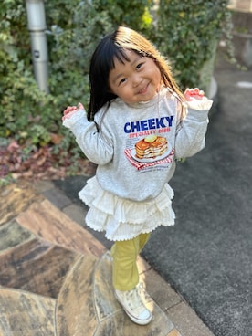 「アイテム（スカート）」を使った、3yamaさん（キッズ・90cm）の冬コーディネート