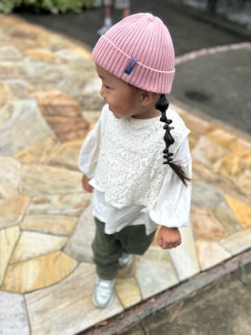「アイテム（チュニック）」を使った、3yamaさん（キッズ・90cm）の秋コーディネート