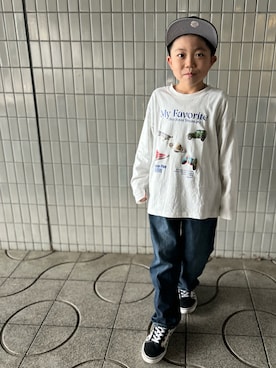 「NEW ERA（ニューエラ）の＜NEW ERA＞ニューヨーク・ヤンキース ネイビー ダークグリーンバイザー / Youth 9FIFTY（キャップ、ブルー系）」を使った、3yamaさん（レディース・160cm）の春コーディネート