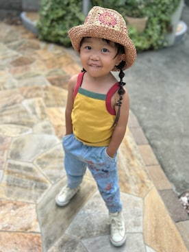 「アイテム（帽子）」を使った、3yamaさん（キッズ・90cm）の秋コーディネート