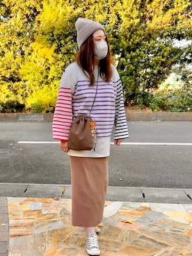 「アイテム（キーホルダー）」を使った、3yamaさん（レディース・160cm）の秋コーディネート