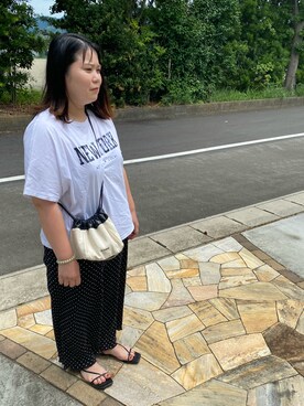 「JIL SANDER（ジルサンダー）のDRAWSTRING SM CROSSBODY（ショルダーバッグ）」を使った、3yamaさん（レディース・160cm）の夏コーディネート