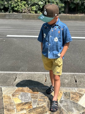 「NEW ERA（ニューエラ）の＜NEW ERA＞ YOUTH 9FORTY キャップ / 帽子（キャップ、ブラウン系）」を使った、3yamaさん（レディース・160cm）の夏コーディネート