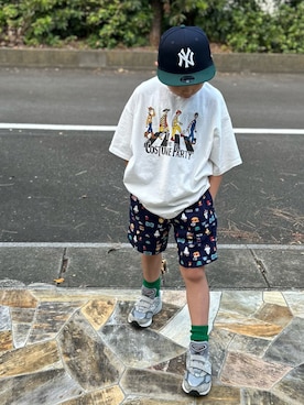 「NEW ERA（ニューエラ）の＜NEW ERA＞ニューヨーク・ヤンキース ネイビー ダークグリーンバイザー / Youth 9FIFTY（キャップ、ブルー系）」を使った、3yamaさん（レディース・160cm）の秋コーディネート
