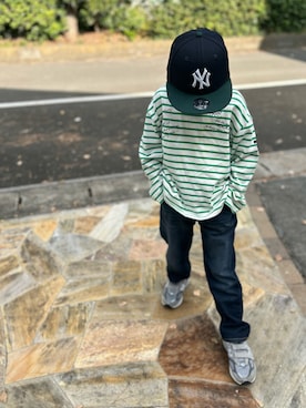 「アイテム（デニムパンツ）」を使った、3yamaさん（キッズ・120cm）の秋コーディネート