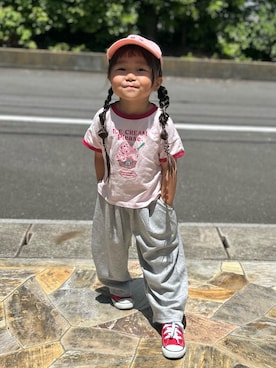 「p.premier（ピードットプルミエ）のアイテム」を使った、3yamaさん（キッズ・100cm）の春コーディネート