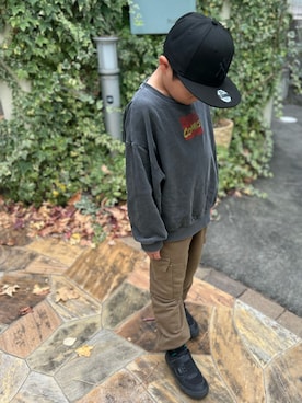 「アイテム（キャップ）」を使った、3yamaさん（キッズ・120cm）の秋コーディネート