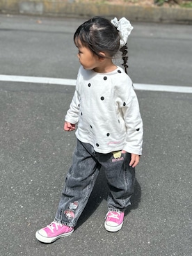 「3coins（3coins）のアイテム（シュシュ、ホワイト系）」を使った、3yamaさん（レディース・160cm）の春コーディネート