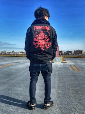 「アイテム（ミリタリージャケット）」を使った、KOHさん（メンズ・172cm）の冬コーディネート