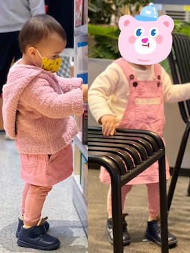 「アイテム（ジャンパースカート）」を使った、しあわせさん（キッズ・80cm）の冬コーディネート