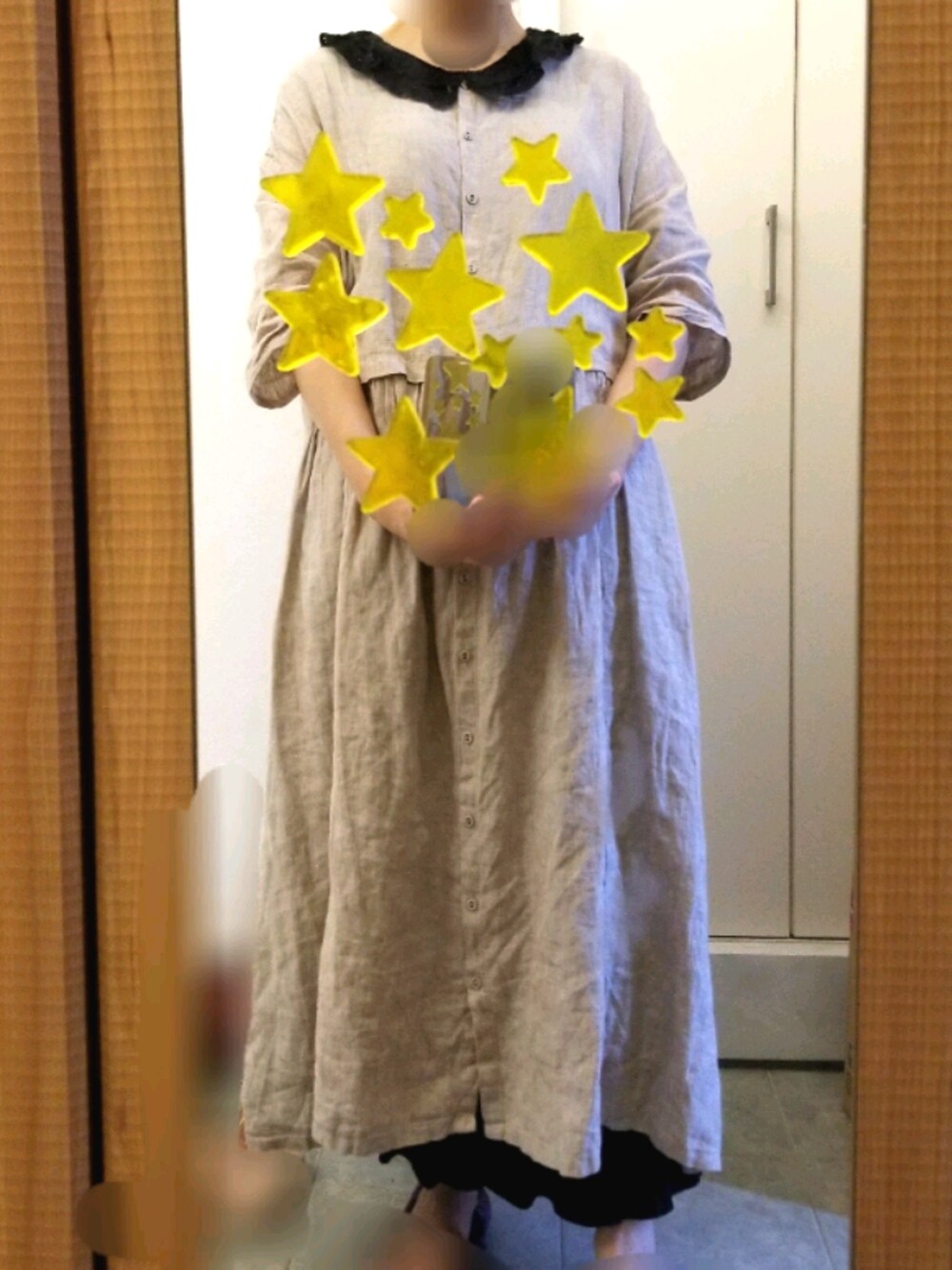 「Samansa Mos2の2WAYリネンワンピース（ワンピース、ベージュ系）」を使った、ゆりずんさん（レディース・160cm）の秋コーディネートの1枚目の写真
