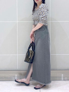 「Andemiu（アンデミュウ）のクリアトートバッグ940559（ショルダーバッグ）」を使った、YURIさん（レディース・160cm）の夏コーディネート