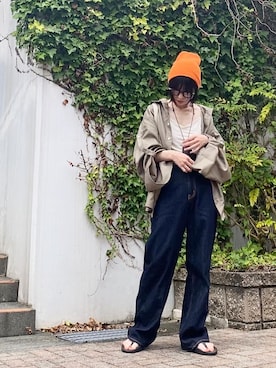「FUNALIVE（ファンアライブ）のアイテム（帽子）」を使った、Atsukoさん（レディース・153cm）の夏コーディネート