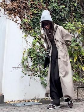 「アイテム（トレンチコート、グレー系）」を使った、Atsukoさん（レディース・153cm）の秋コーディネート