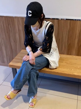 「CLEA（クレア）のアイテム（帽子）」を使った、Atsukoさん（レディース・153cm）の夏コーディネート