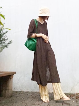 「TODAYFUL（トゥデイフル）のアイテム（レギンス/スパッツ）」を使った、Atsukoさん（レディース・153cm）の夏コーディネート