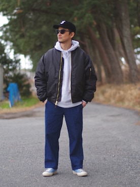 「アイテム（パーカー）」を使った、ⅢⅨⅥⅨさん（メンズ・171cm）の秋コーディネート