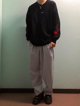 「JUNRED（ジュンレッド）のアイテム（スラックス）」を使った、田中太郎さん（メンズ・173cm）の春コーディネート