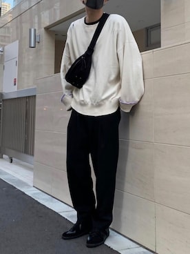 「stein（シュタイン）のアイテム（スウェット）」を使った、よしきさん（メンズ・176cm）の秋コーディネート