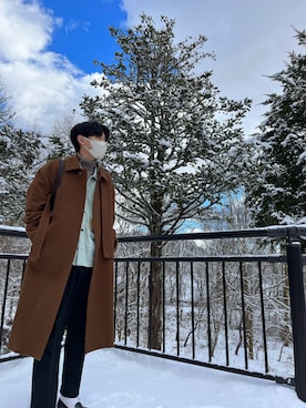 「CULLNI（クルニ）のアイテム（ステンカラーコート）」を使った、kさん（メンズ・169cm）の冬コーディネート
