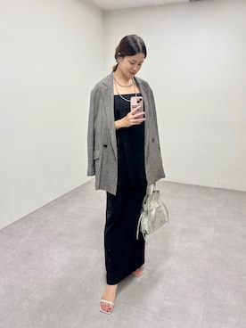 「SHENERY（シーナリー）のスクエアトゥウェッジサンダル（サンダル）」を使った、IKI_160cmさん（レディース・160cm・30代）の夏コーディネート