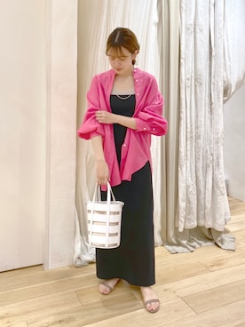 「ピンクシャツ」｜「アイテム（ワンピース/ドレス）」を使った、IKI_160cmさん（レディース・159cm）の夏コーディネート