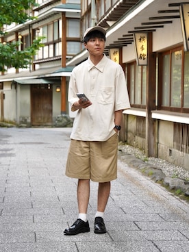 「アイテム（チノパンツ）」を使った、なべさん（骨格ウェーブ・メンズ・168cm）の夏コーディネート