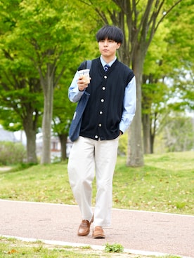 「A.P.C.（アーペーセー）のアイテム（バッグ）」を使った、なべさん（メンズ・168cm）の春コーディネート