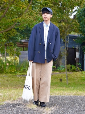 「アイテム（テーラードジャケット）」を使った、なべさん（メンズ・168cm）の秋コーディネート